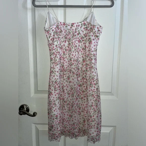 No Comment Y2K Floral Pink Floral Spaghetti Strap Dress Large - Picture 4 of 4
